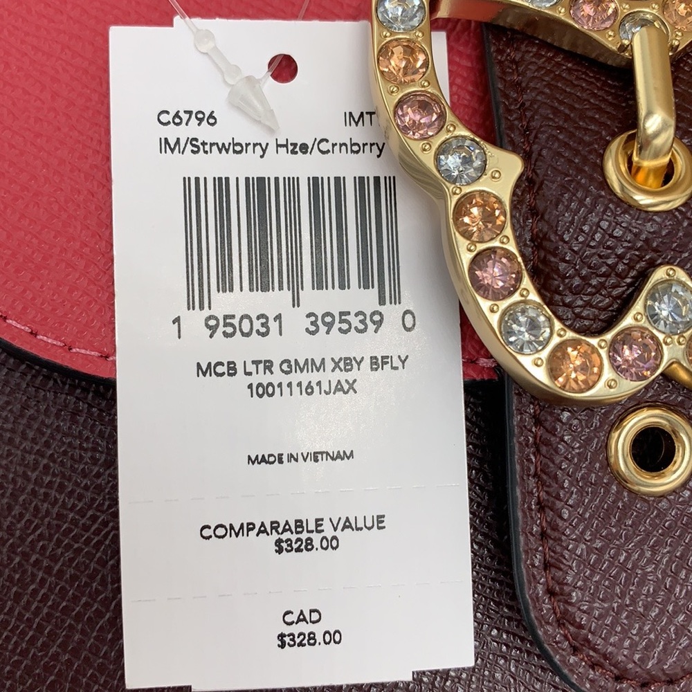 COACH Womens Gemma Crossbody In Colorblock Leather Color: Strawberry Haze/Cranb - Picture 16 of 16